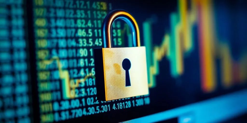 Close-up of a digital lock on a screen.